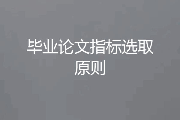 毕业论文指标选取原则