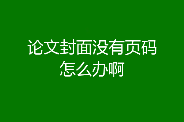 论文封面没有页码怎么办啊