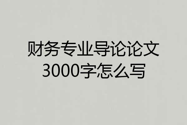 财务专业导论论文3000字怎么写