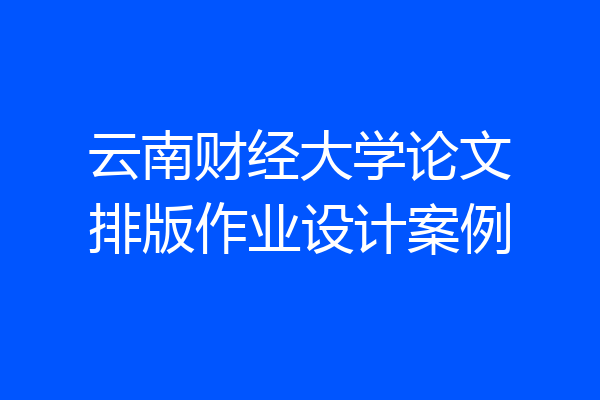 云南财经大学论文排版作业设计案例