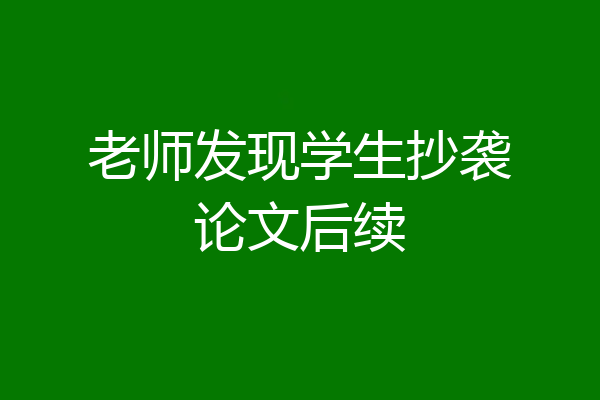 老师发现学生抄袭论文后续