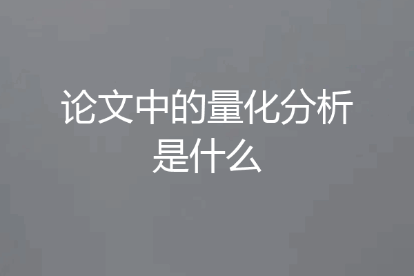 论文中的量化分析是什么