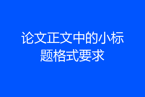 论文正文中的小标题格式要求