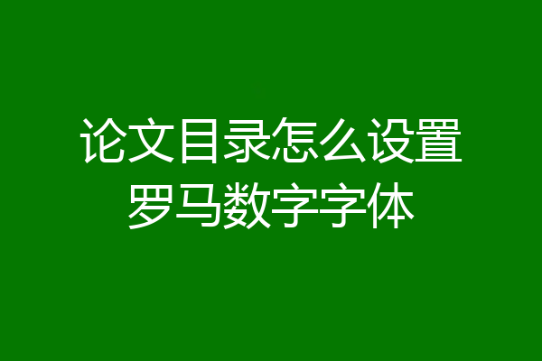 论文目录怎么设置罗马数字字体