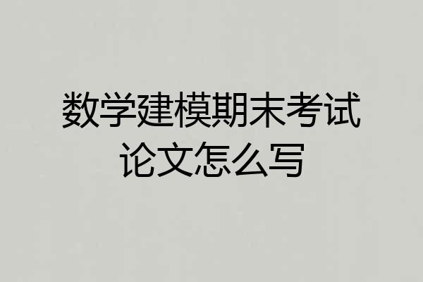 数学建模期末考试论文怎么写