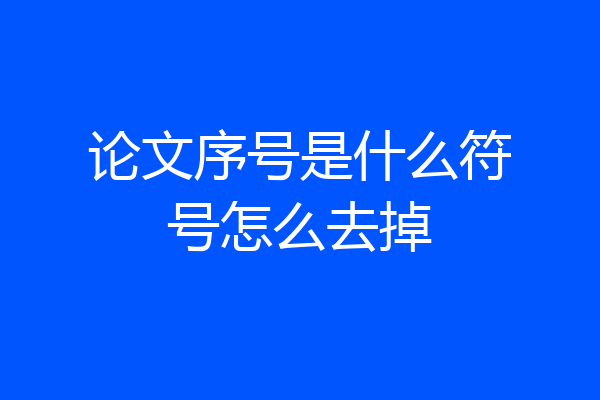 论文序号是什么符号怎么去掉