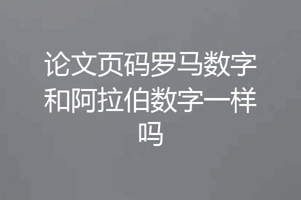 论文页码罗马数字和阿拉伯数字一样吗