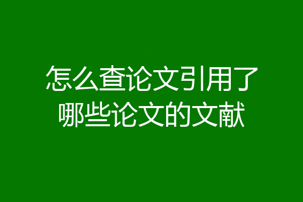 怎么查论文引用了哪些论文的文献