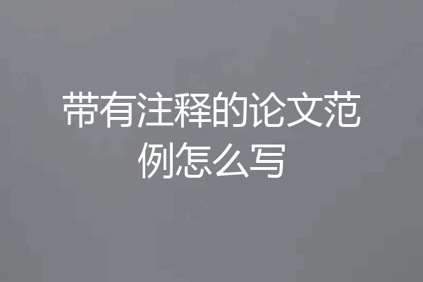 带有注释的论文范例怎么写