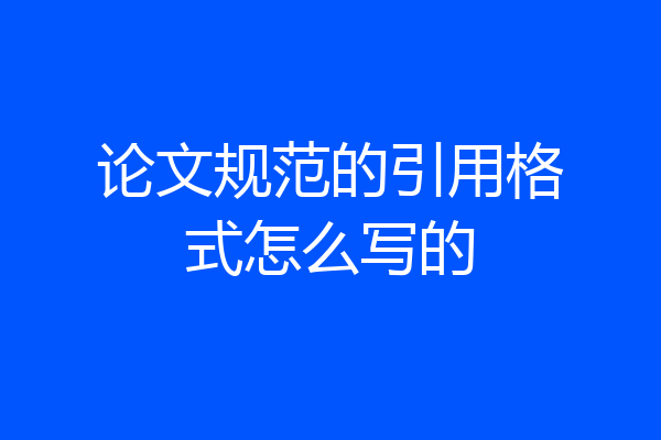 论文规范的引用格式怎么写的
