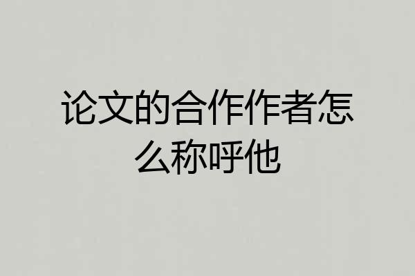 论文的合作作者怎么称呼他
