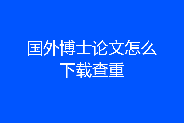 国外博士论文怎么下载查重