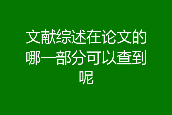 文献综述在论文的哪一部分可以查到呢