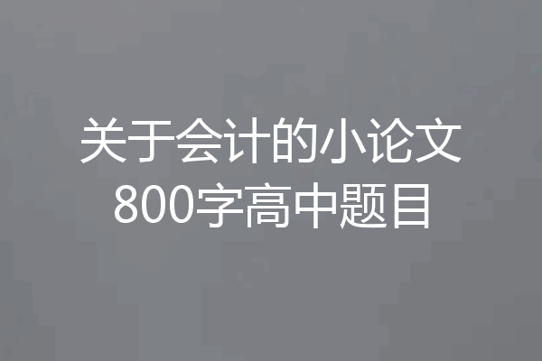 关于会计的小论文800字高中题目