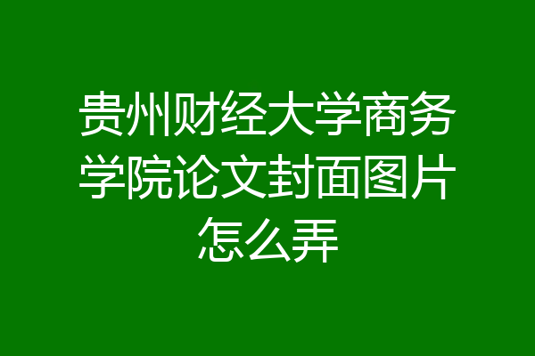 贵州财经大学商务学院论文封面图片怎么弄
