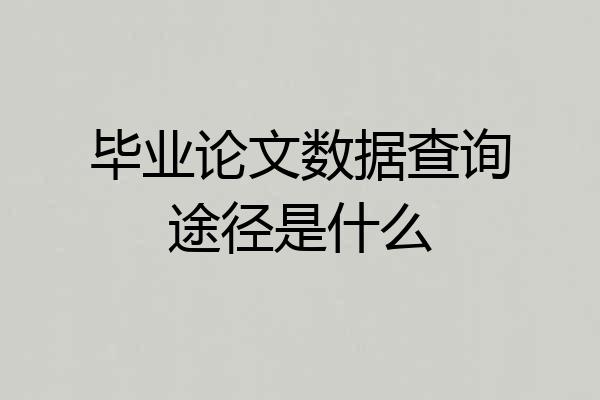毕业论文数据查询途径是什么