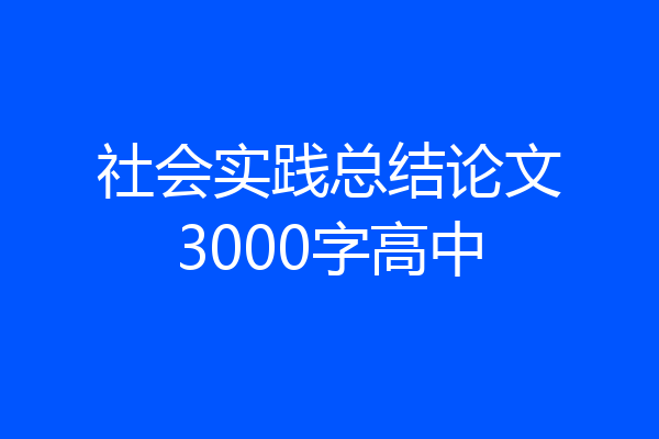 社会实践总结论文3000字高中