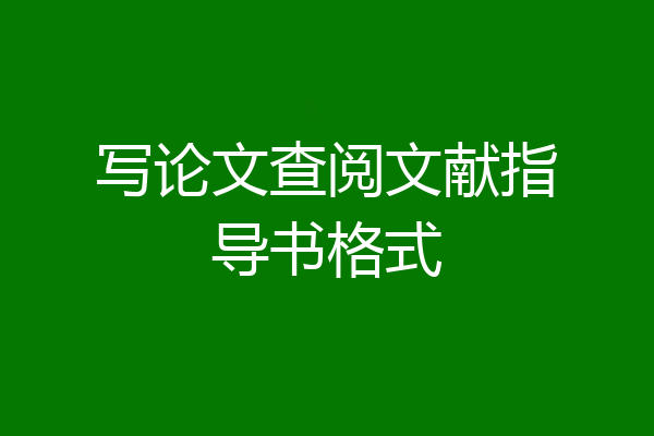 写论文查阅文献指导书格式
