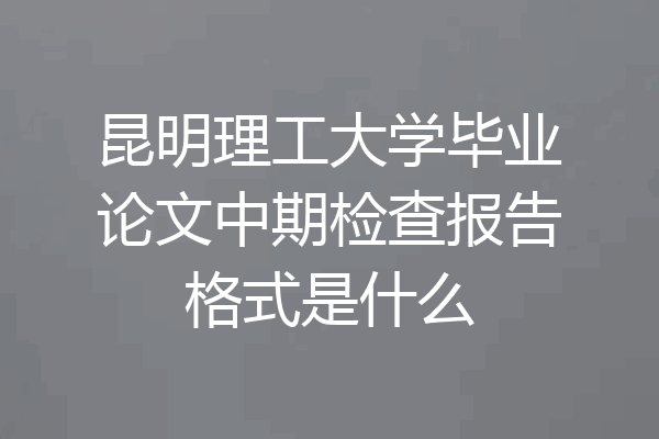 昆明理工大学毕业论文中期检查报告格式是什么