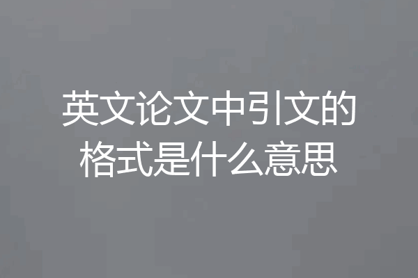 英文论文中引文的格式是什么意思