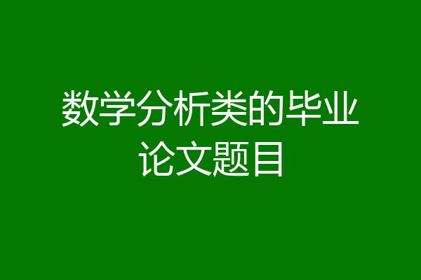 数学分析类的毕业论文题目