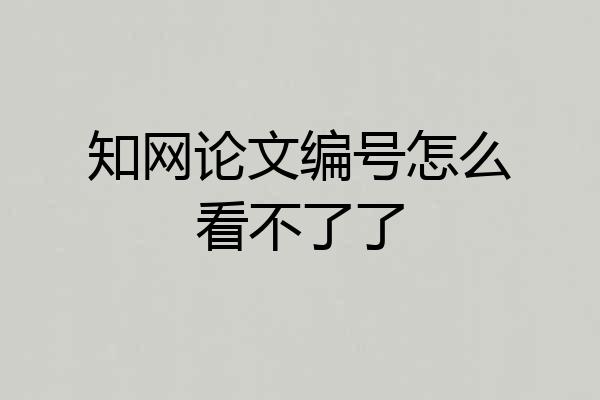 知网论文编号怎么看不了了