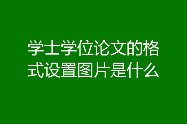 学士学位论文的格式设置图片是什么