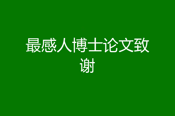 最感人博士论文致谢