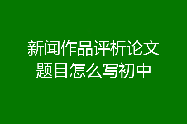 新闻作品评析论文题目怎么写初中