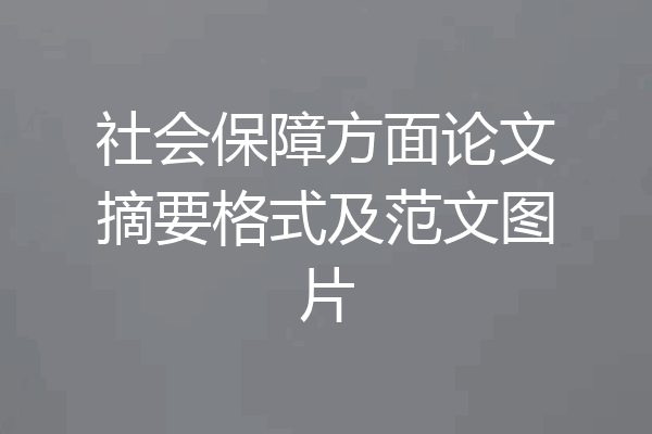 社会保障方面论文摘要格式及范文图片