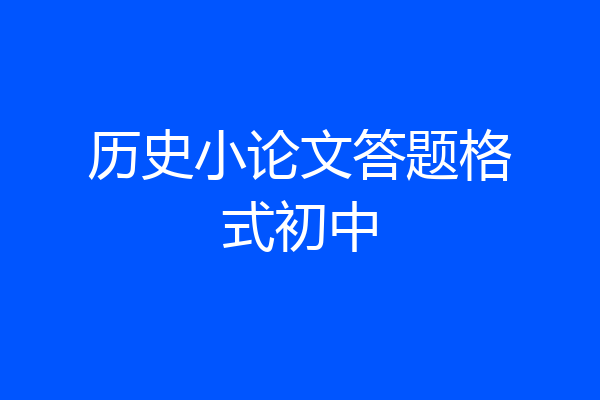 历史小论文答题格式初中