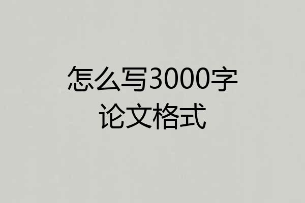 怎么写3000字论文格式