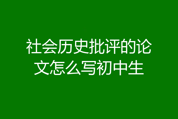 社会历史批评的论文怎么写初中生