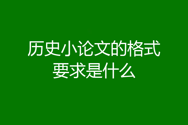 历史小论文的格式要求是什么