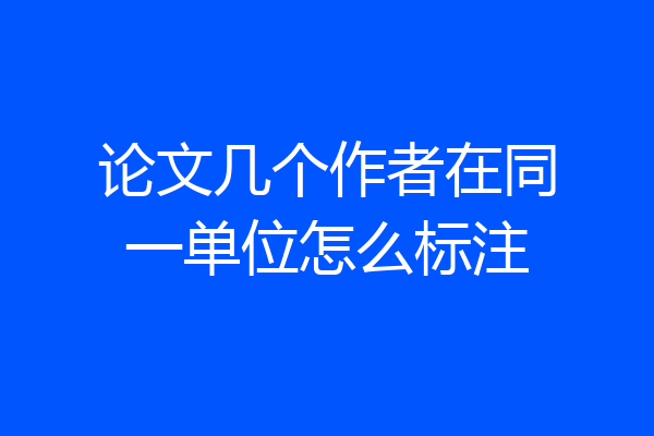 论文几个作者在同一单位怎么标注
