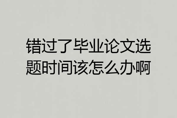 错过了毕业论文选题时间该怎么办啊