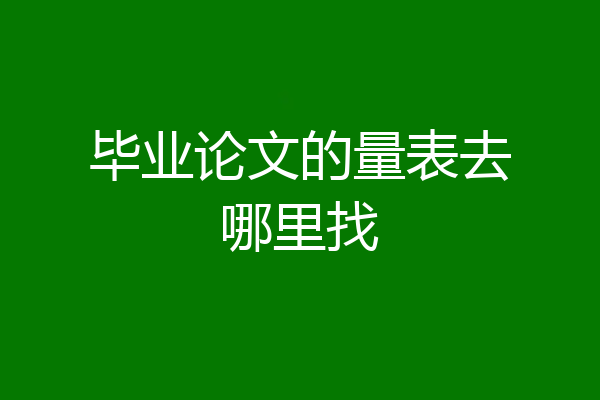 毕业论文的量表去哪里找