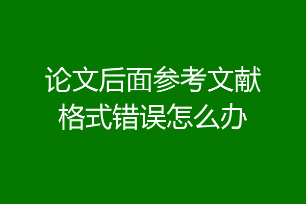 论文后面参考文献格式错误怎么办
