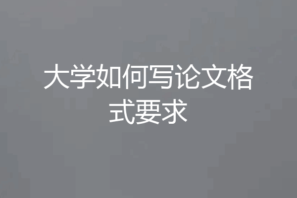 大学如何写论文格式要求
