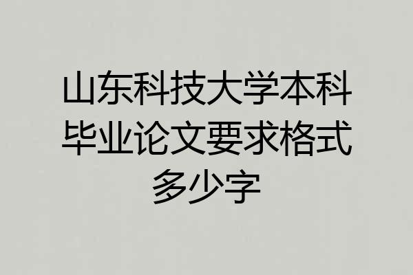 山东科技大学本科毕业论文要求格式多少字