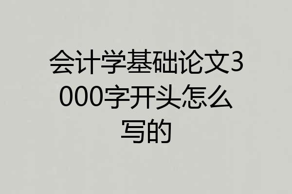 会计学基础论文3000字开头怎么写的