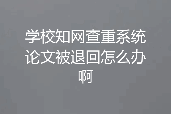 学校知网查重系统论文被退回怎么办啊