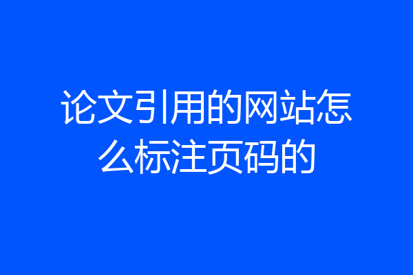 论文引用的网站怎么标注页码的