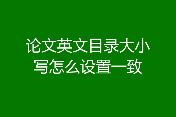 论文英文目录大小写怎么设置一致