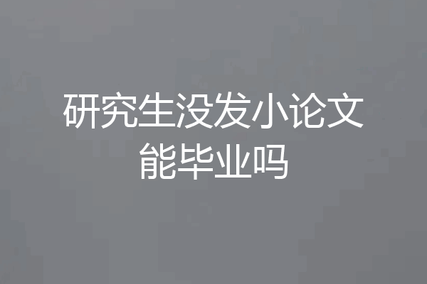 研究生没发小论文能毕业吗
