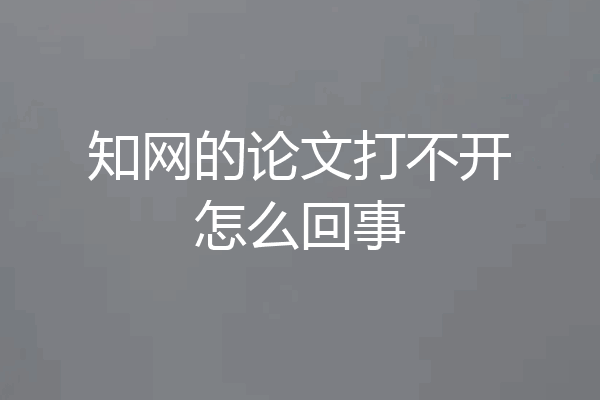 知网的论文打不开怎么回事