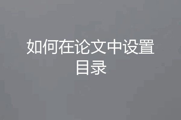 如何在论文中设置目录