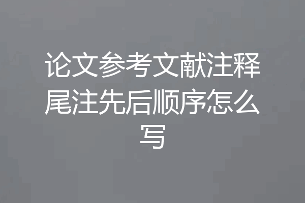 论文参考文献注释尾注先后顺序怎么写