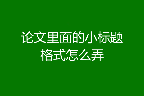 论文里面的小标题格式怎么弄