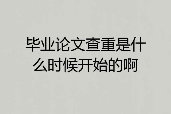 毕业论文查重是什么时候开始的啊